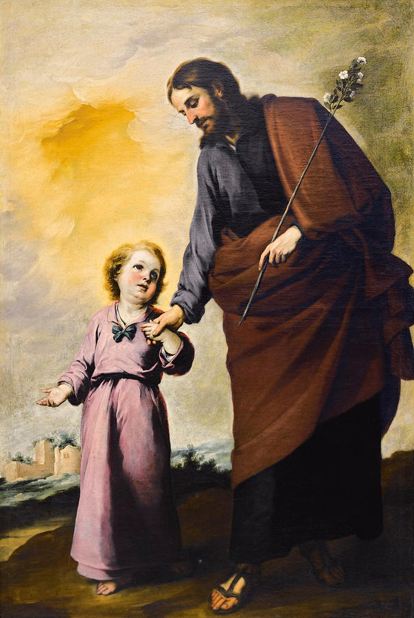 603x900 Saint Joseph With The Christ Child Painting By Bartolome Esteban - St Joseph Painting