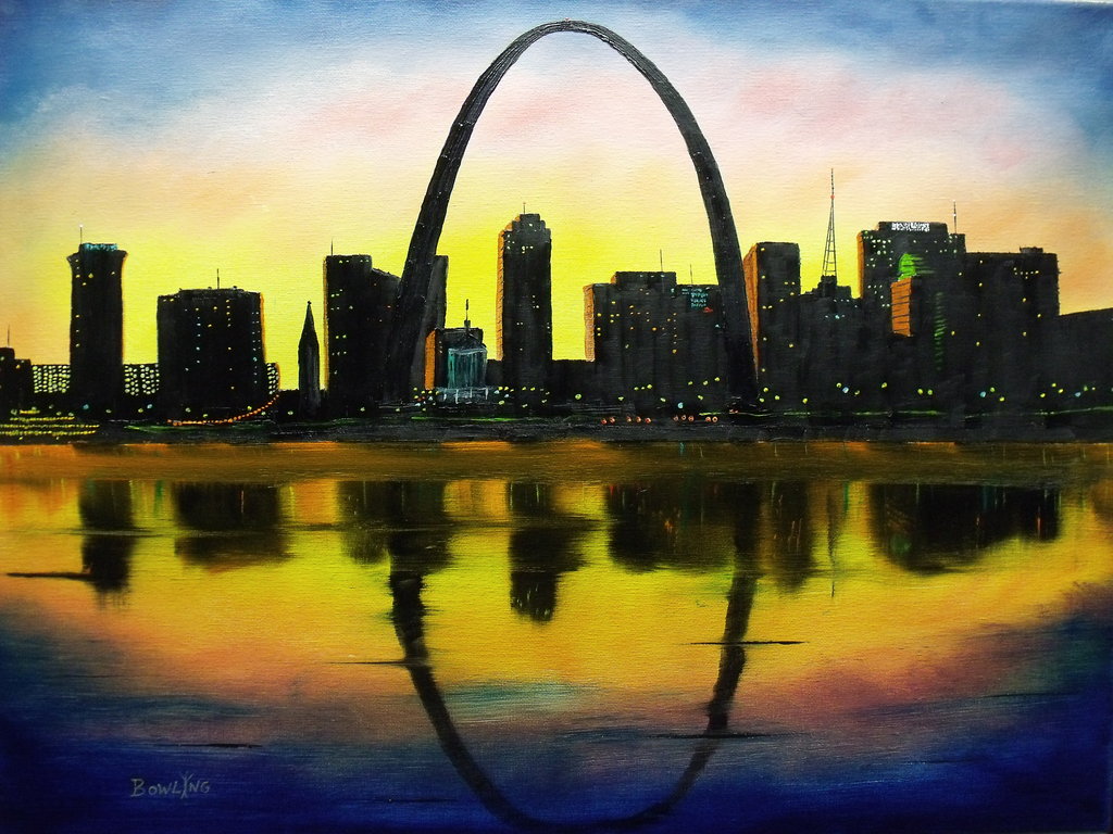1024x768 St. Louis Sunset By Donbowling - St Louis Blues Painting