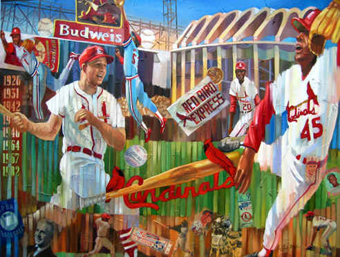 492x372 St. Louis City Cardinals Baseball Collage Fine Art Print - St Louis Cardinals Painting