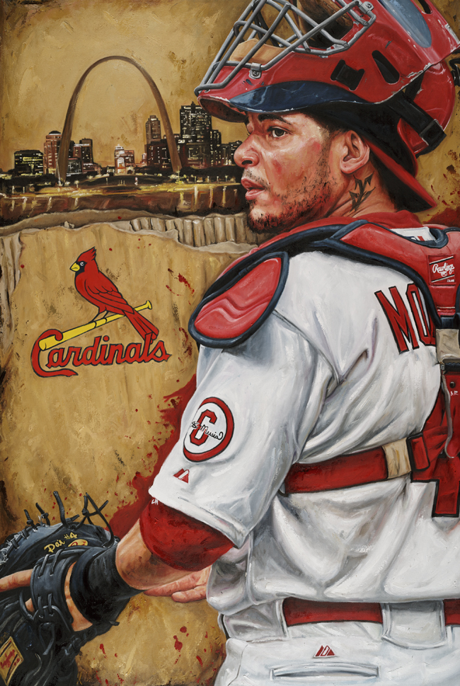 650x970 Yadier Molina Not On My Watch Justyn Farano Fine Art - St Louis Cardinals Painting