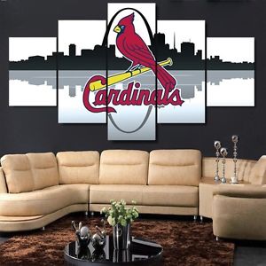 300x300 5 Panels St Louis Skyline Cardinals Canvas Prints Painting Wall - St Louis Cardinals Painting