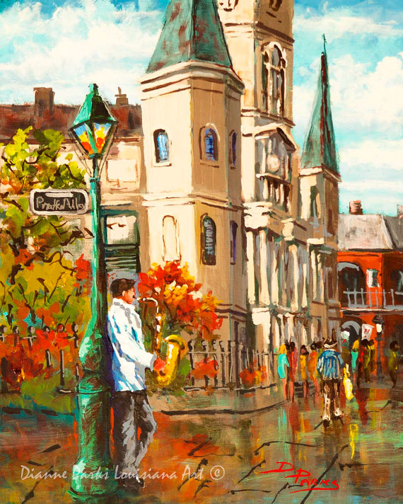 570x712 St Louis Cathedral Jazz Art On Jackson Square New Orleans - St Louis Cathedral Painting