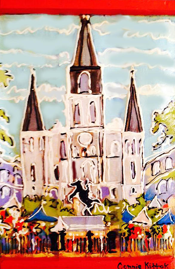 586x900 St Louis Cathedral Painting By Connie Kittok - St Louis Cathedral Painting