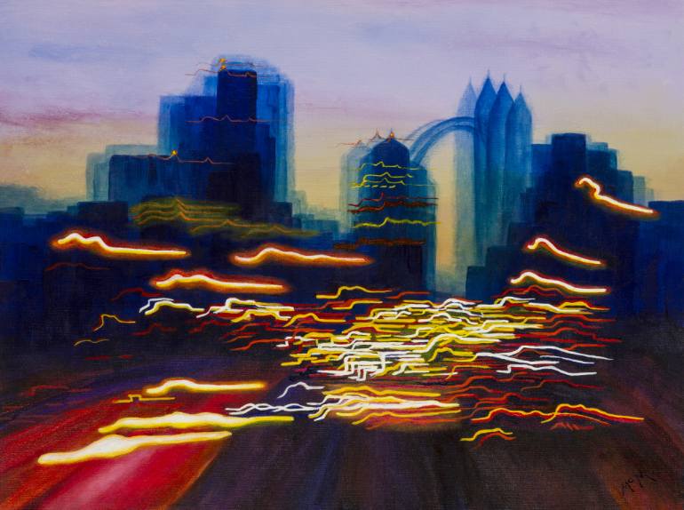 770x574 Saatchi Art Market Street Nocturne, St Louis Painting By Garry - St Louis Painting