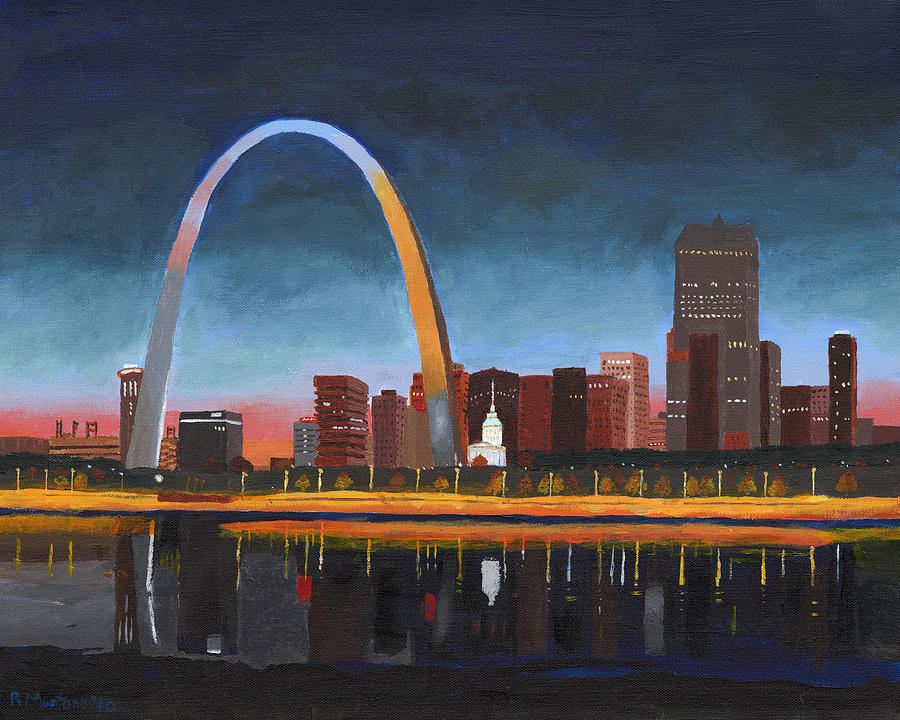 900x720 Sunset Over St. Louis Painting By Robert Montano - St Louis Painting