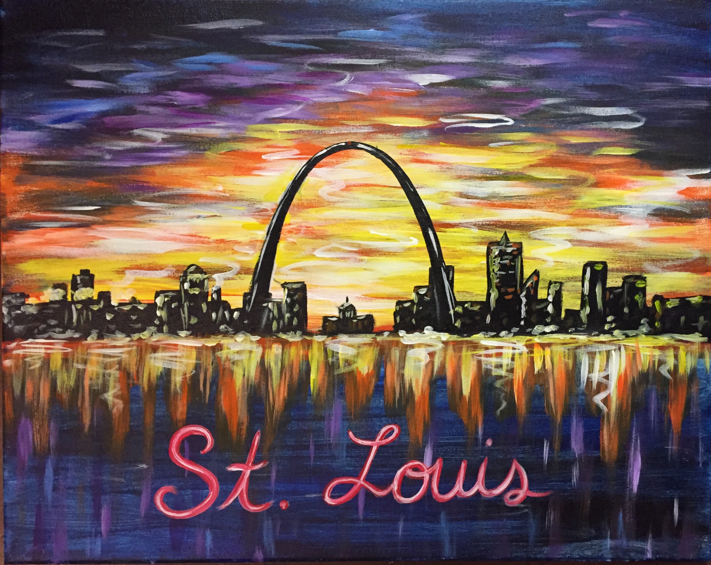 2814x2238 Your City Night Glow - St Louis Painting