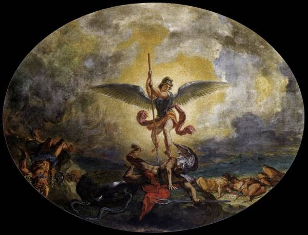 600x459 St Michael Defeats The Devil By Eugene Delacroix - St Michael Painting