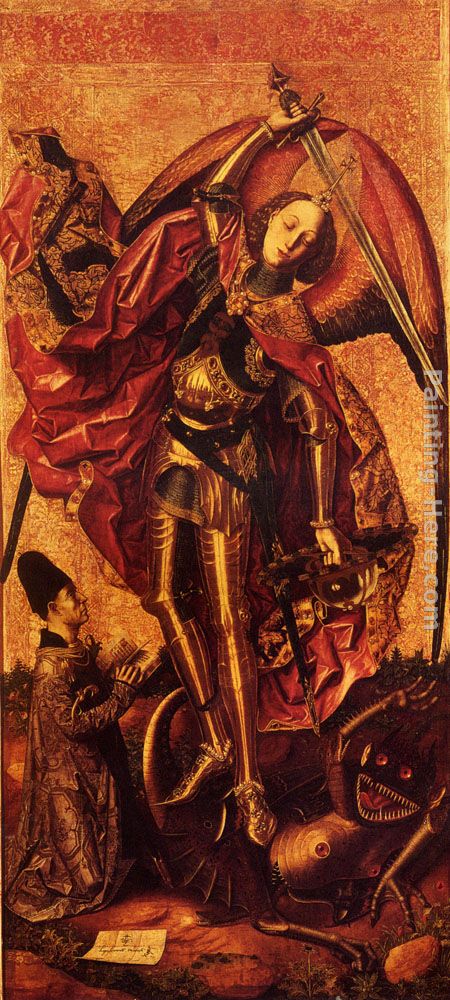 450x1000 Bartolome Bermejo St. Michael And The Dragon Painting Anysize 50 - St Michael Painting