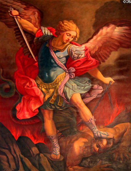 459x600 Painting Of St. Michael Slaying A Devil - St Michael Slaying The Devil Painting