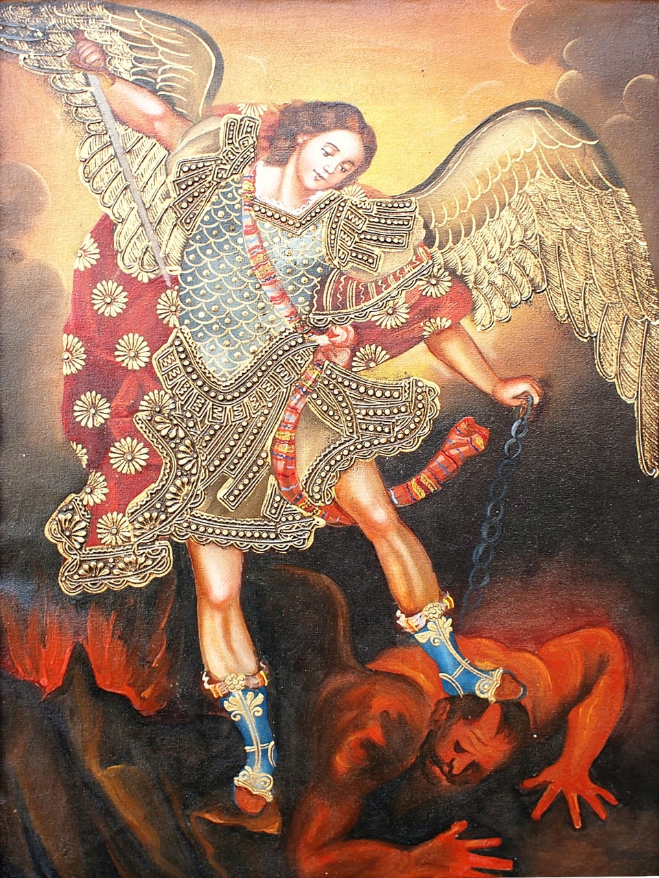 960x1280 Saint Michael Archangel Cusco School Oil Painting - St Michael The Archangel Painting