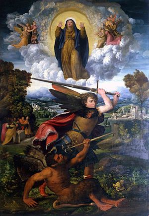 300x435 Virgin Of The Assumption And St. Michael The Archangel - St Michael The Archangel Painting