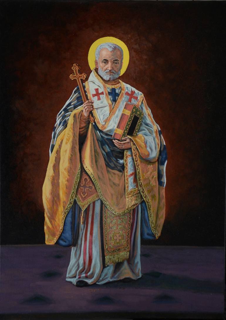 770x1088 Saatchi Art St. Nicholas Painting By Andrija Reljanovic - St Nicholas Painting