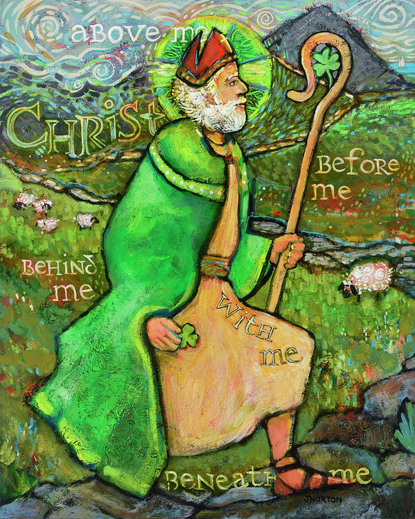 599x748 Saint Patrick Art Print By Jen Norton - St Patrick Painting