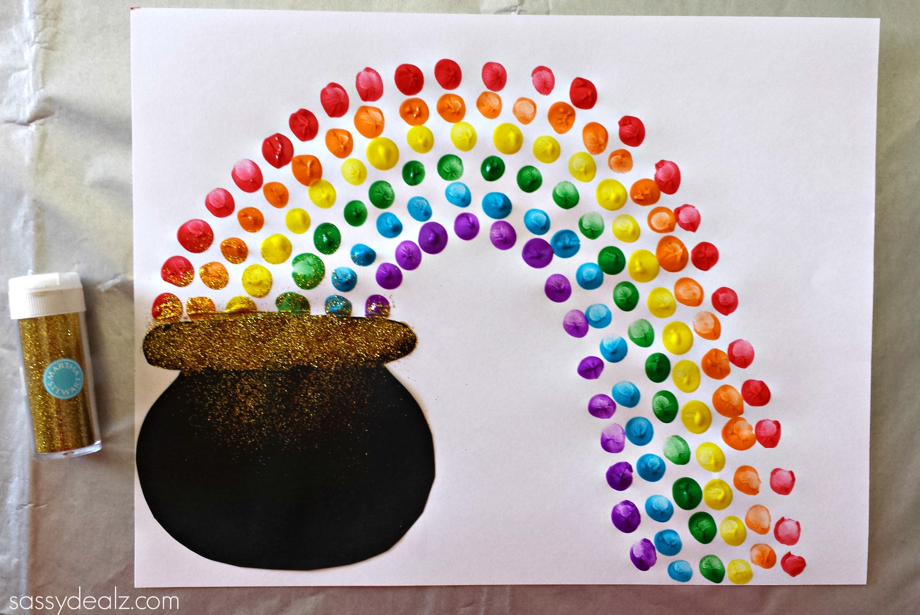 3041x2032 Fingerprint Rainbow Pot Of Gold Craft For St. Patrick's Day - St Patricks Day Painting