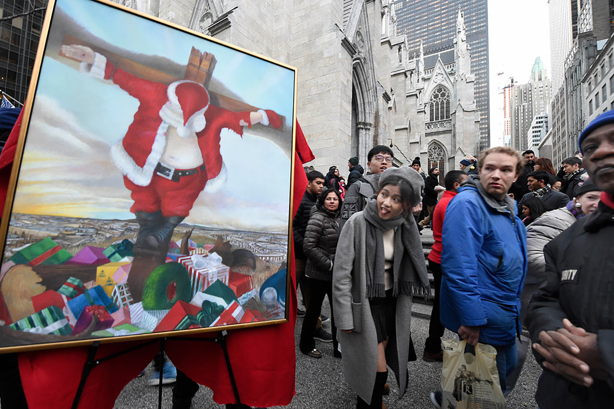 2000x1332 Painting Of Crucified Santa Displayed Outside St. Patrick's Cathedral - St Patricks Painting