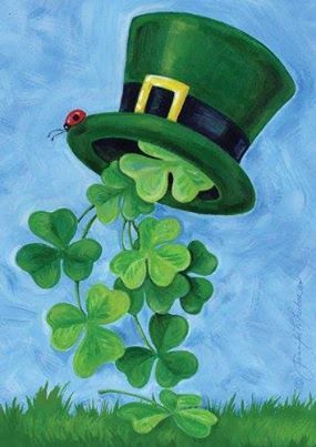 285x403 St. Patrick's Painted Hat With Clovers On Canvas. St. Patrick'S - St Patricks Painting