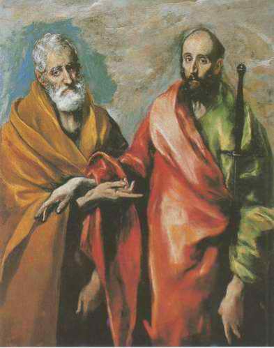 393x499 St. Paul And St. Peter. Painting, A El Greco,person Oil Painting - St Peter Painting