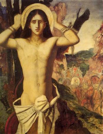 349x450 Saint Sebastian Painting, Agustave Moreau Paintings Reproduction - St Sebastian Painting