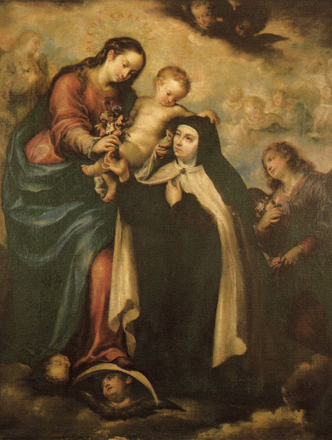 483x640 Our Lady And The Child Jesus With St. Teresa Of Avila Carmel - St Teresa Painting