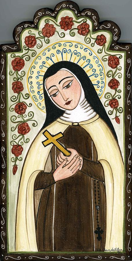 456x900 St. Therese Of Lisieux Painting By Ellen Chavez De Leitner - St Therese Painting