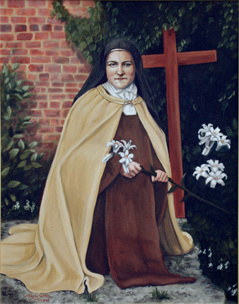 338x431 St. With The Lilies Print - St Therese Painting