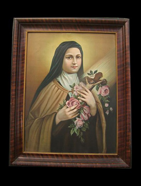 469x620 Vintage St. Therese Of Liseux Framed Print On Tin - St Therese Painting