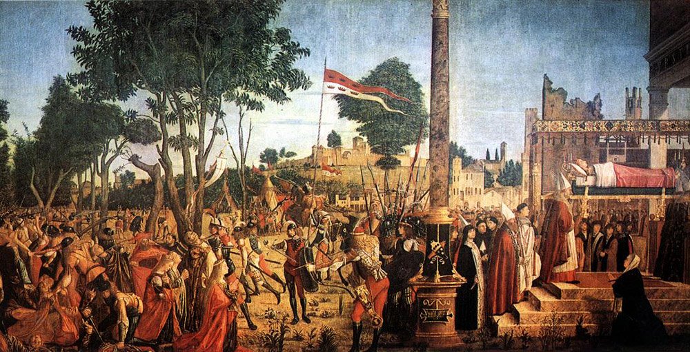 1000x511 Martyrdom Of The Pilgrims And The Funeral Of St Ursula Painting - St Ursula Painting