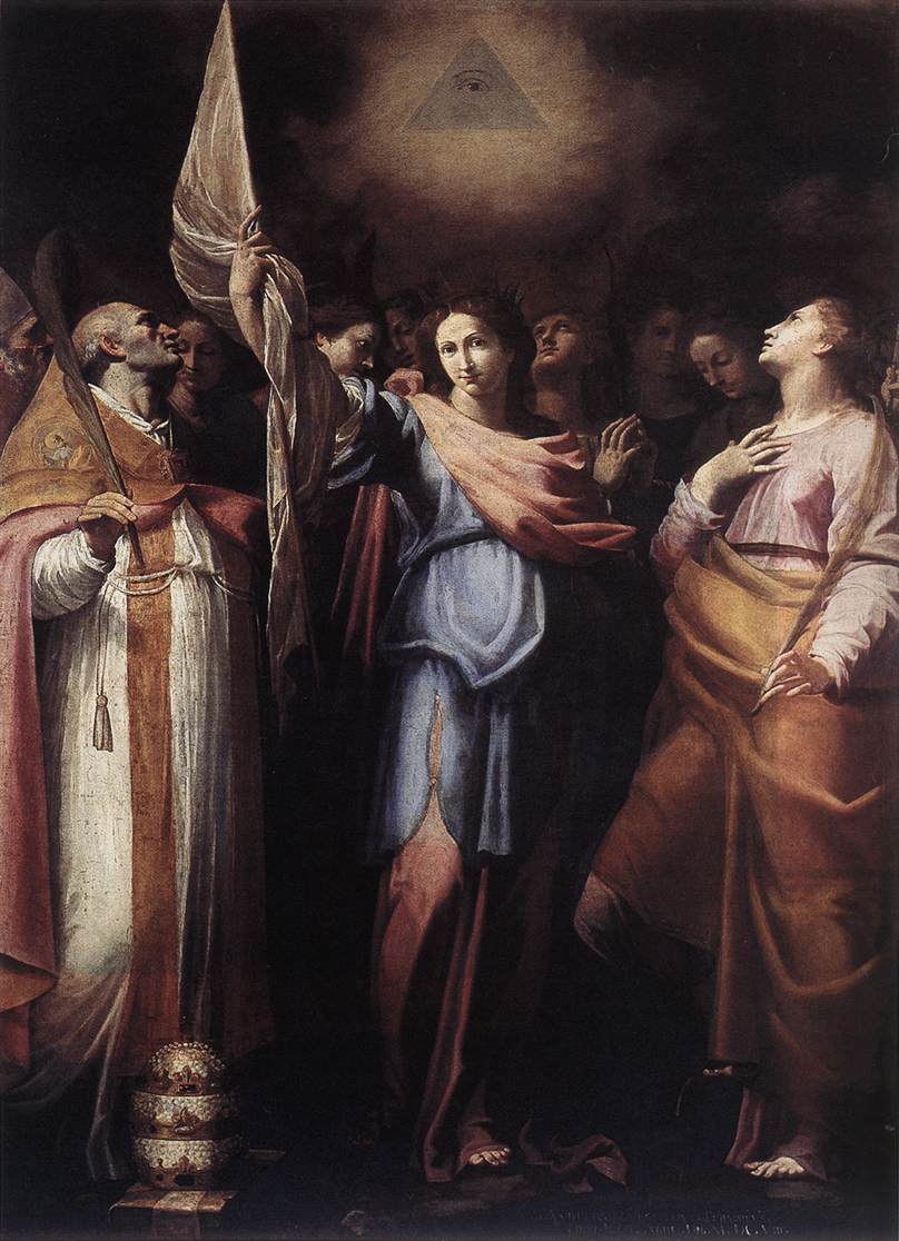 808x1116 St Ursula And Her Companions With Pope Ciriacus And St Cathey - St Ursula Painting