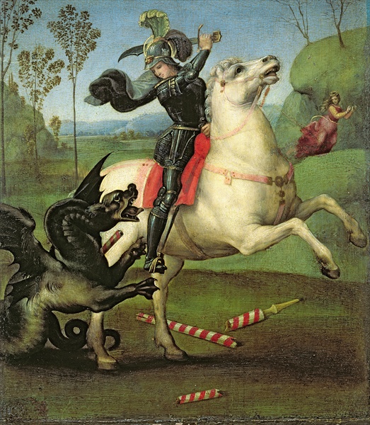 523x600 St. George (Raphael, Louvre) - St. George And The Dragon Painting