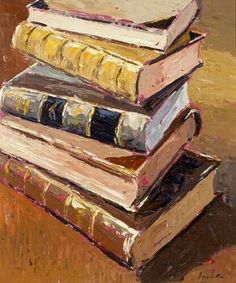 236x283 Tea Cups And Stacked Books. Painting By Frances Reighly, Www - Stack Of Books Painting