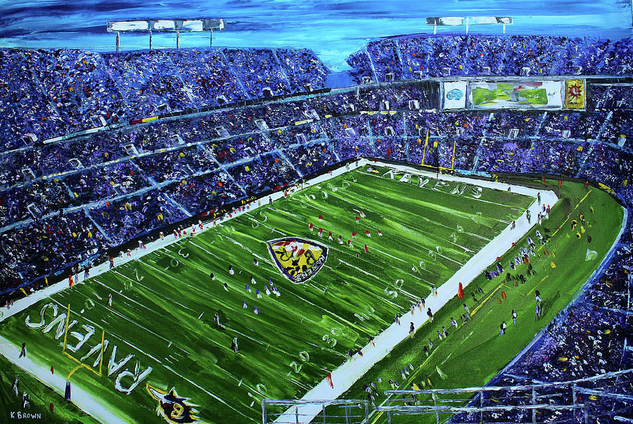900x603 Ravens Stadium Painting By Kevin Brown - Stadium Painting
