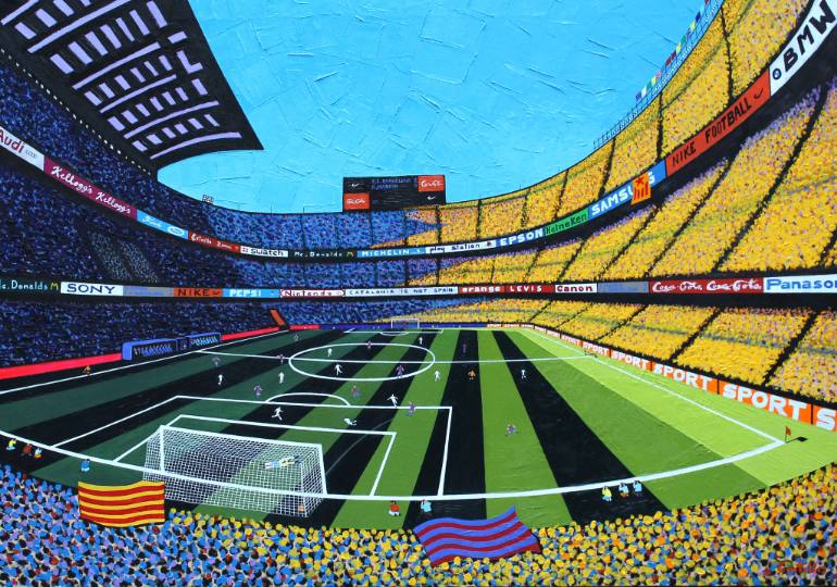 770x540 Saatchi Art Stadium ( Camp Nou ) Painting By Gonzalo Centelles - Stadium Painting