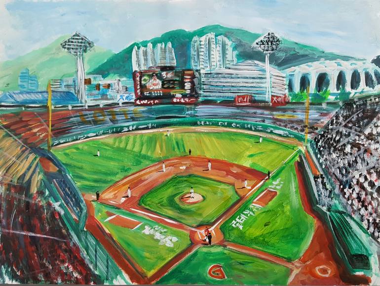 770x579 Saatchi Art Sajik Baseball Stadium, Busan, South Korea Painting - Stadium Painting