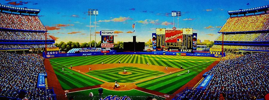 900x335 Shea Stadium Painting By T Kolendera - Stadium Painting