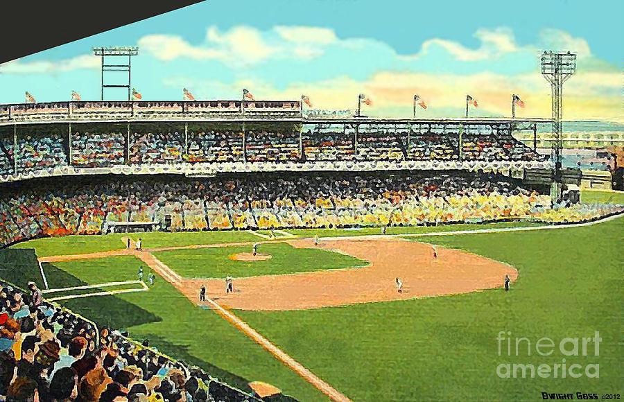 900x580 Crosley Field Baseball Stadium In Cincinnati Oh Painting By Dwight - Stadium Painting