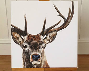 340x270 Deer Art Print Deer Decor Stag Painting - Stag Painting