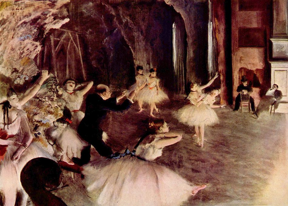 950x681 Ballet Rehearsal On Stage, 1874 By Edgar Degas - Stage Painting