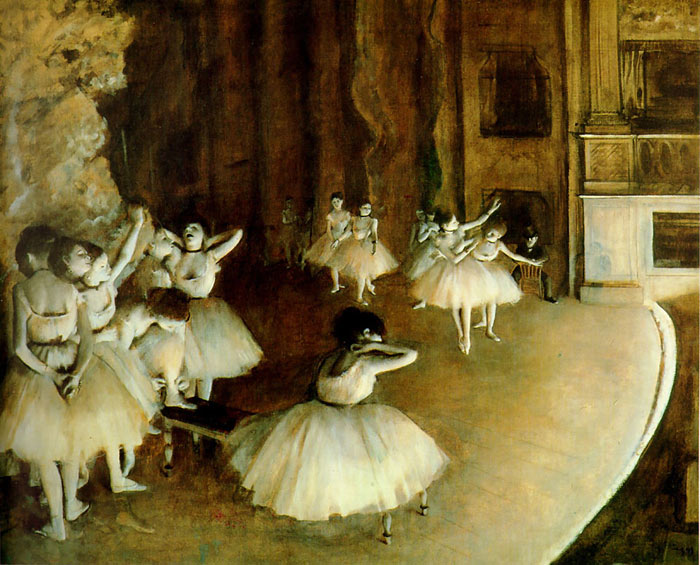 700x565 Degas Oil Painting Ballet Rehearsal On Stage - Stage Painting