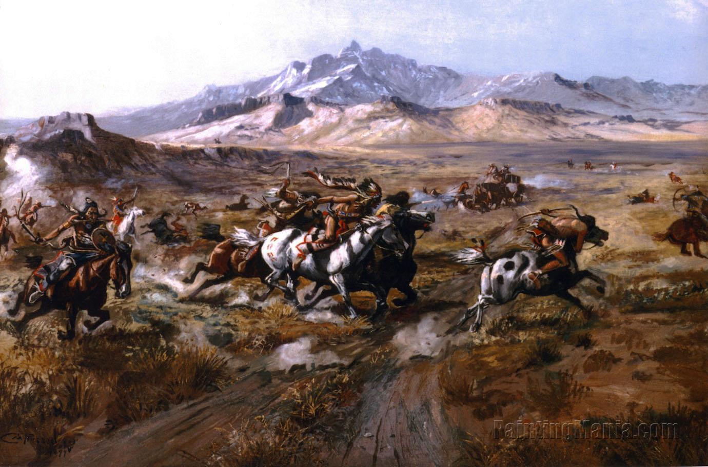 1380x911 Stagecoach Attack - Stagecoach Painting