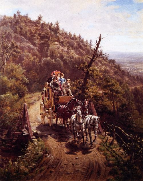 500x632 Stagecoach Painting Edward Lamson Henry Oil Paintings - Stagecoach Painting