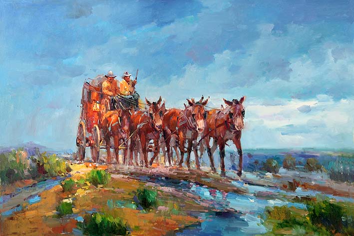 709x473 Wild West Stagecoach - Stagecoach Painting
