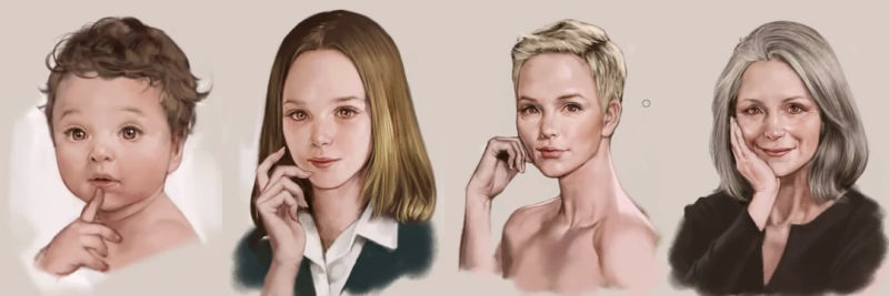 800x267 Speed Painting Video Shows All The Stages Of A Woman's Life In 4 - Stages Of Life Painting