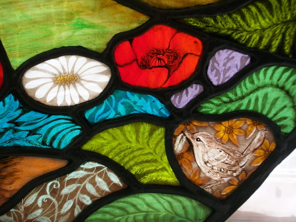 1024x768 Hare Moon Stained Glass - Stained Glass Painting