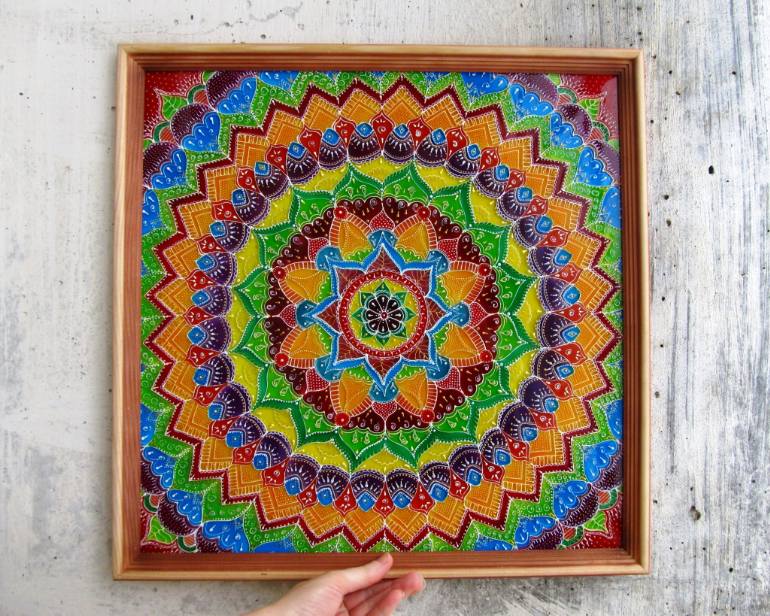 770x616 Saatchi Art Ethno Mandala Stained Glass Painting By Anna Sleva - Stained Glass Painting