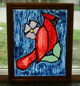 269x287 Red Cardinal Faux Stain Glass Diy Project For Kids And Adults - Stained Glass Painting For Kids