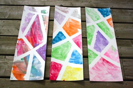 560x372 Tape Resist Stained Glass Art Project For Kids - Stained Glass Painting For Kids