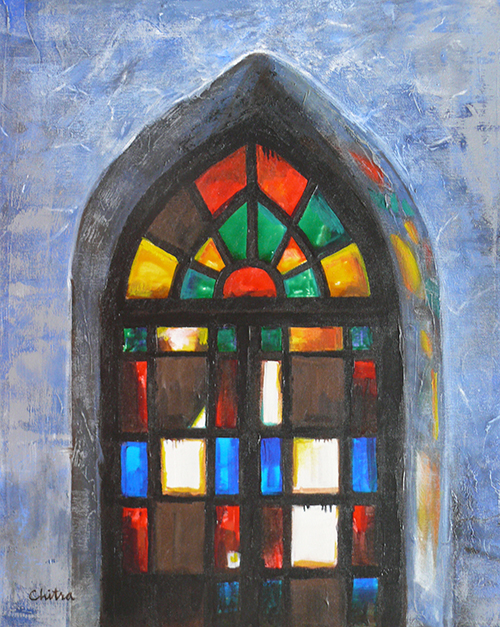 500x627 My Beautiful World Of Paintings And Students Stained Glass - Stained Glass Painting On Canvas