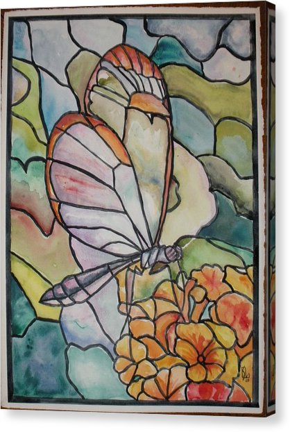 418x622 Stained Glass Butterfly Painting By Lee Stockwell - Stained Glass Painting On Canvas