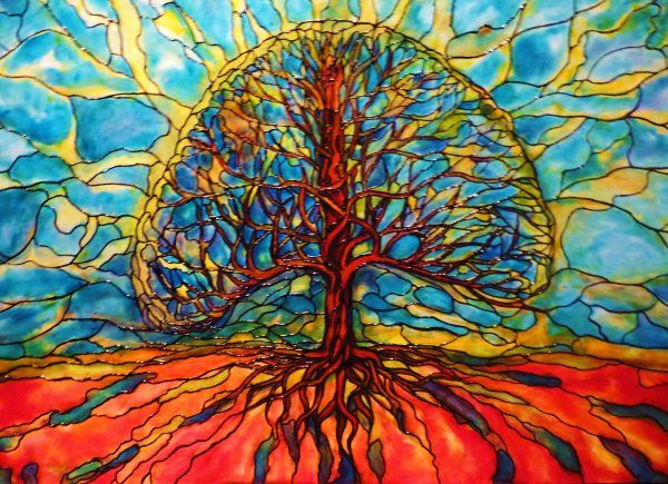 600x435 Stained Glass On Canvas By Rae Chichilnitsky Pondly - Stained Glass Painting On Canvas