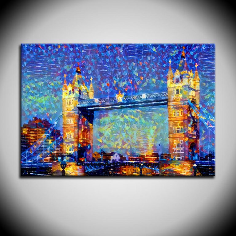 768x768 Tower Bridge Canvas Painting Canvas Wall Art - Stained Glass Painting On Canvas
